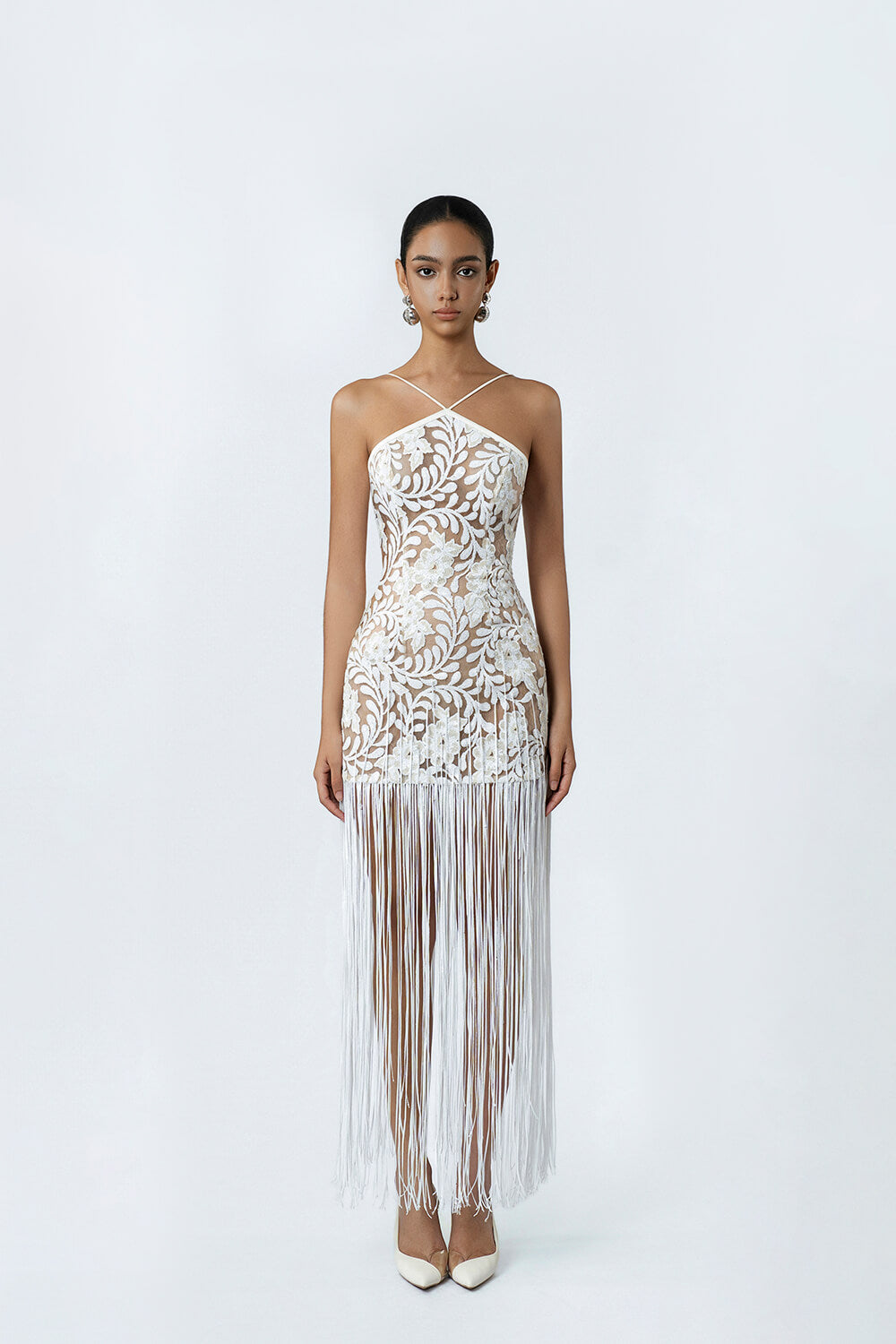 nicholas iris lace dress The IRIS gown. A fully beaded lace gown with an exposed corset. Styled with a dramatic neck piece. , From the VISIONAIRE collection