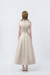 beige flared midi dress with back zip, DeTHEIA De Nona Cometa