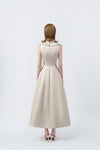 beige flared midi dress with back zip, DeTHEIA De Nona Cometa