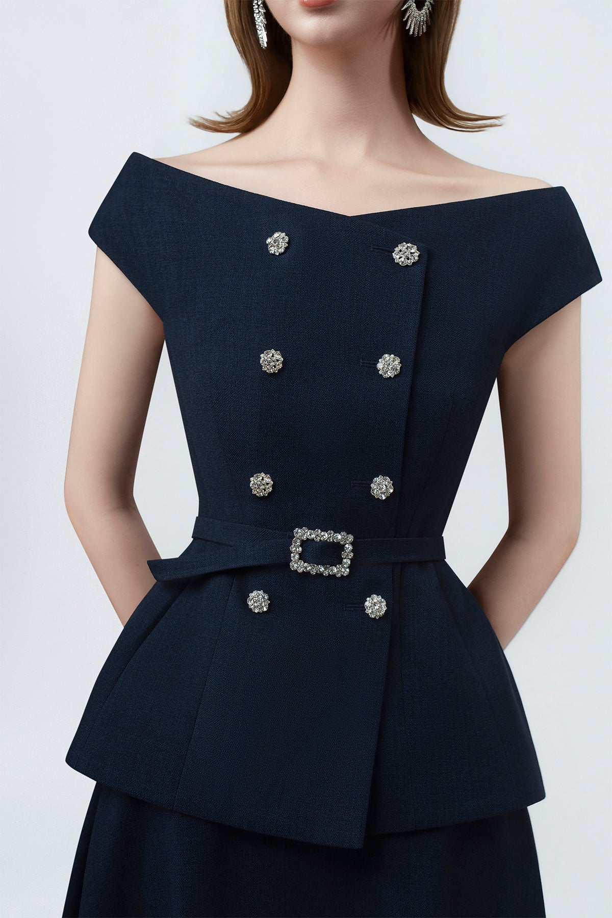 Klara Navy Peplum Top