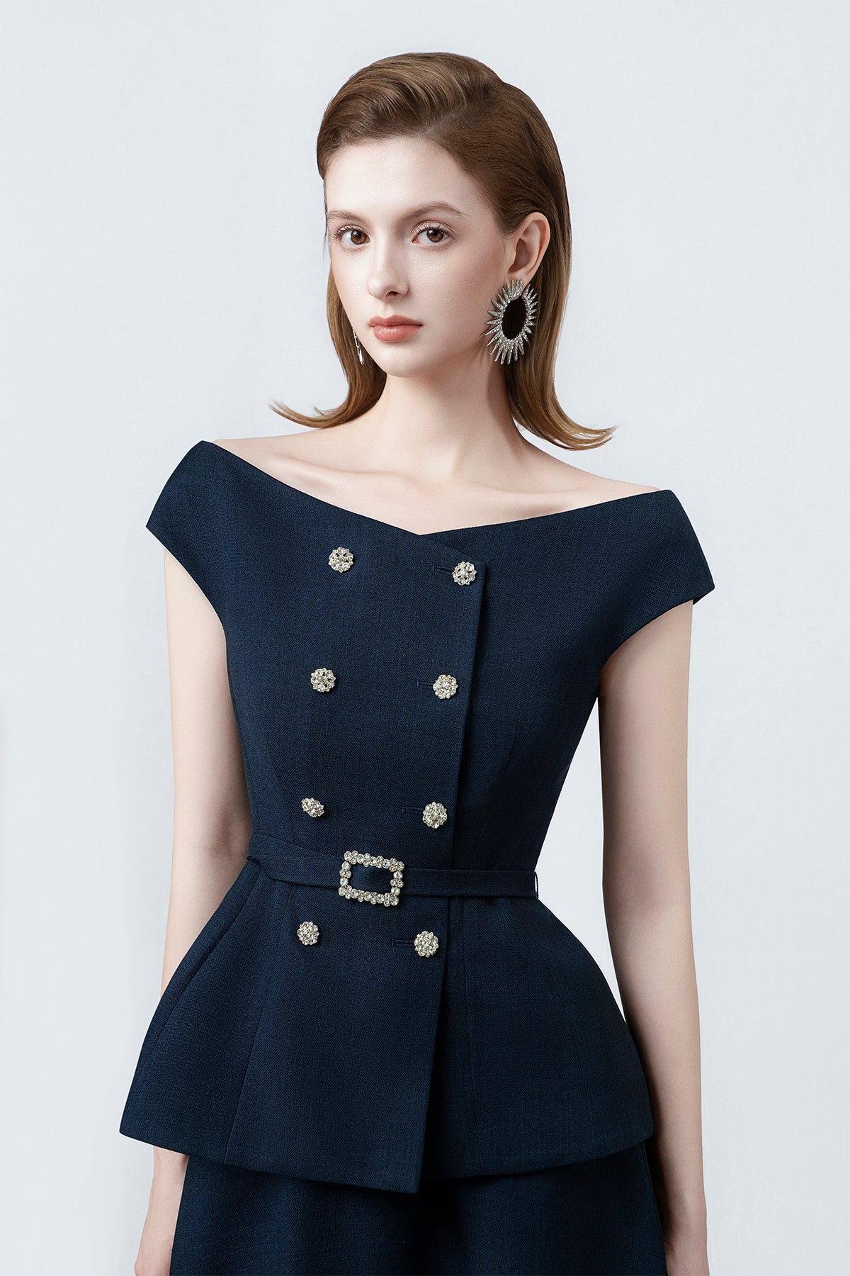 Klara Navy Peplum Top