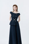 Klara Navy Peplum Top