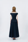 navy flared midi skirt with back zip, DeTHEIA De Nona Cometa