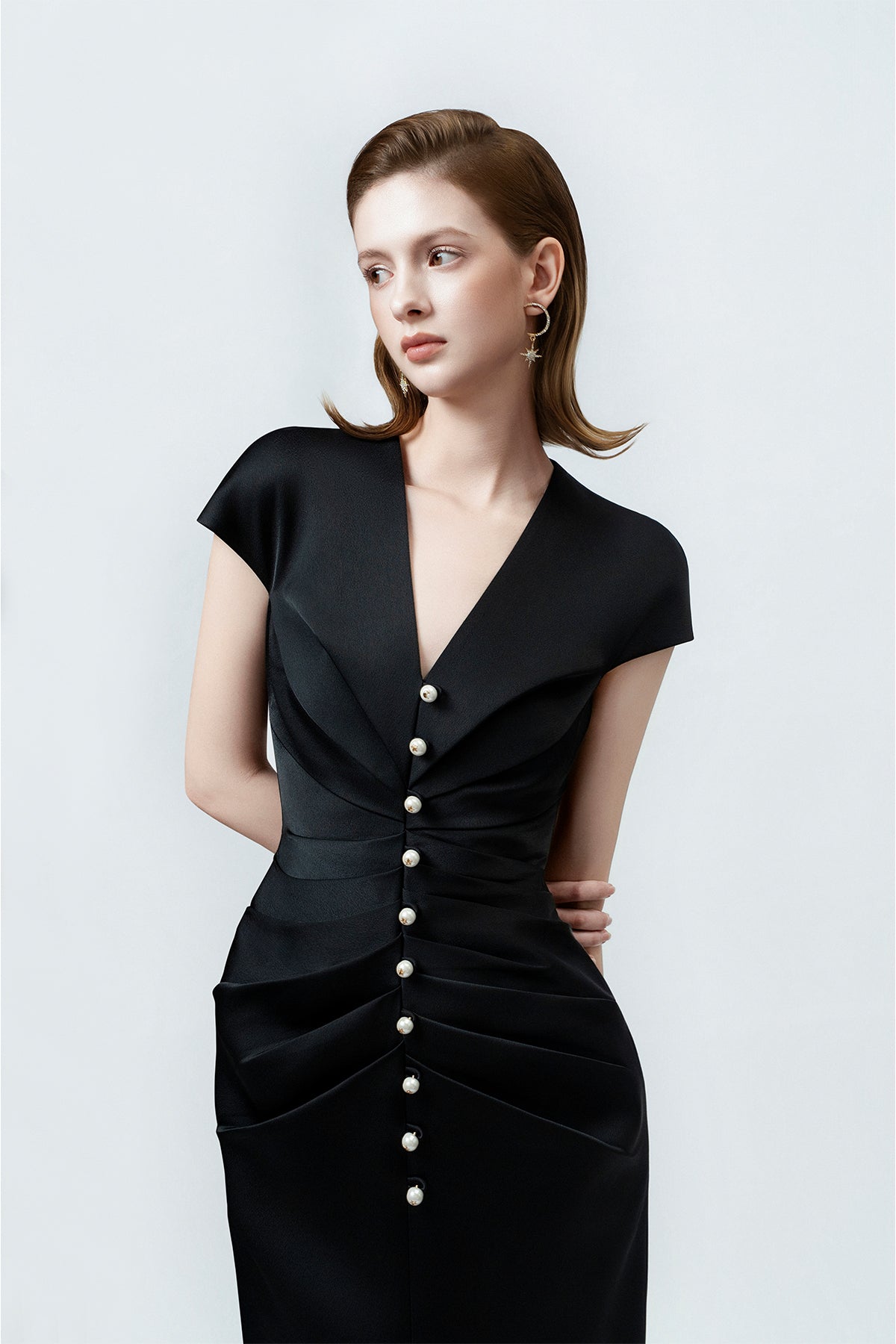 black pencil midi dress, DeTHEIA