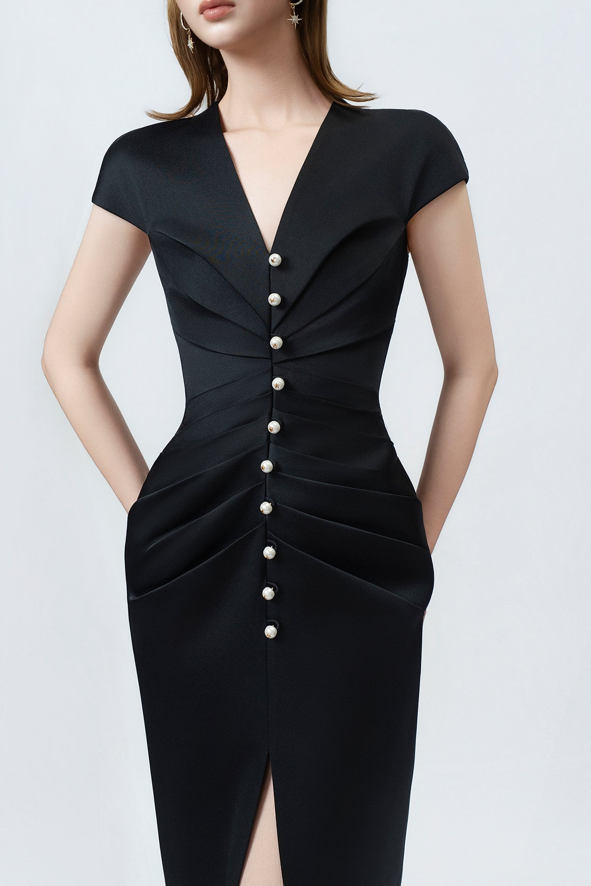 black pencil midi dress, DeTHEIA