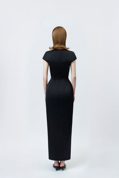 black pencil midi dress with back zip, DeTHEIA De Nona Cometa
