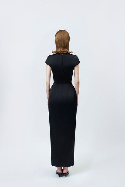 black pencil midi dress with back zip, DeTHEIA De Nona Cometa