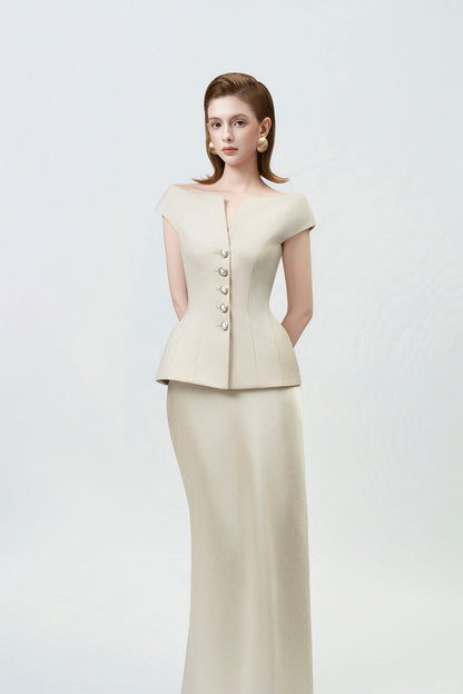Lumina Beige Peplum Top