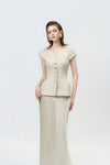 Lumina Beige Peplum Top