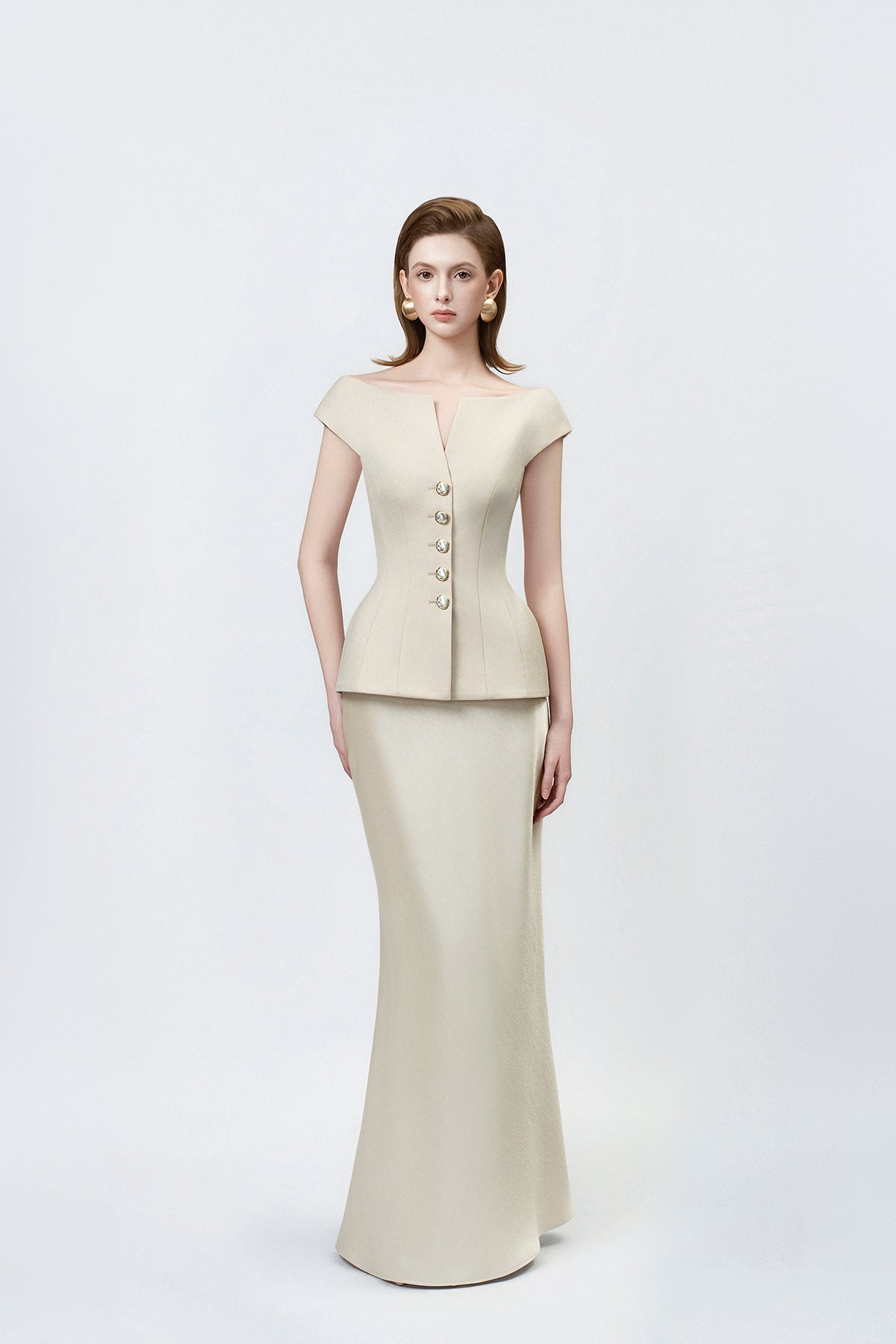 Lumina Beige Peplum Top
