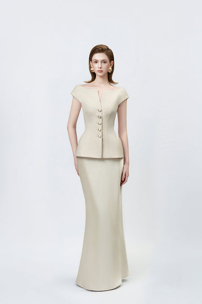 Lumina Beige Peplum Top