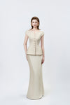 gold high-waisted trumpet skirt, DeTHEIA De Nona Cometa