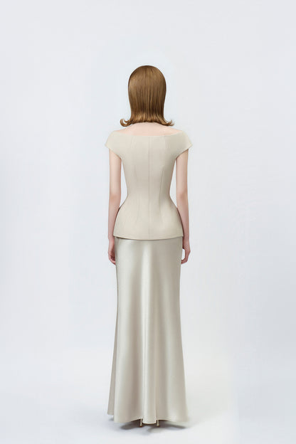 gold trumpet skirt with back zip, DeTHEIA De Nona Cometa