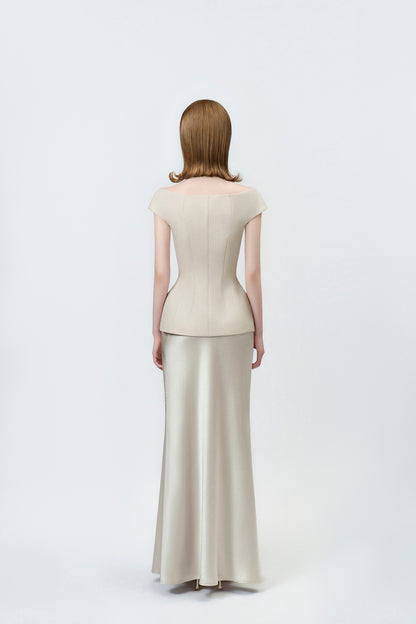 gold trumpet skirt with back zip, DeTHEIA De Nona Cometa