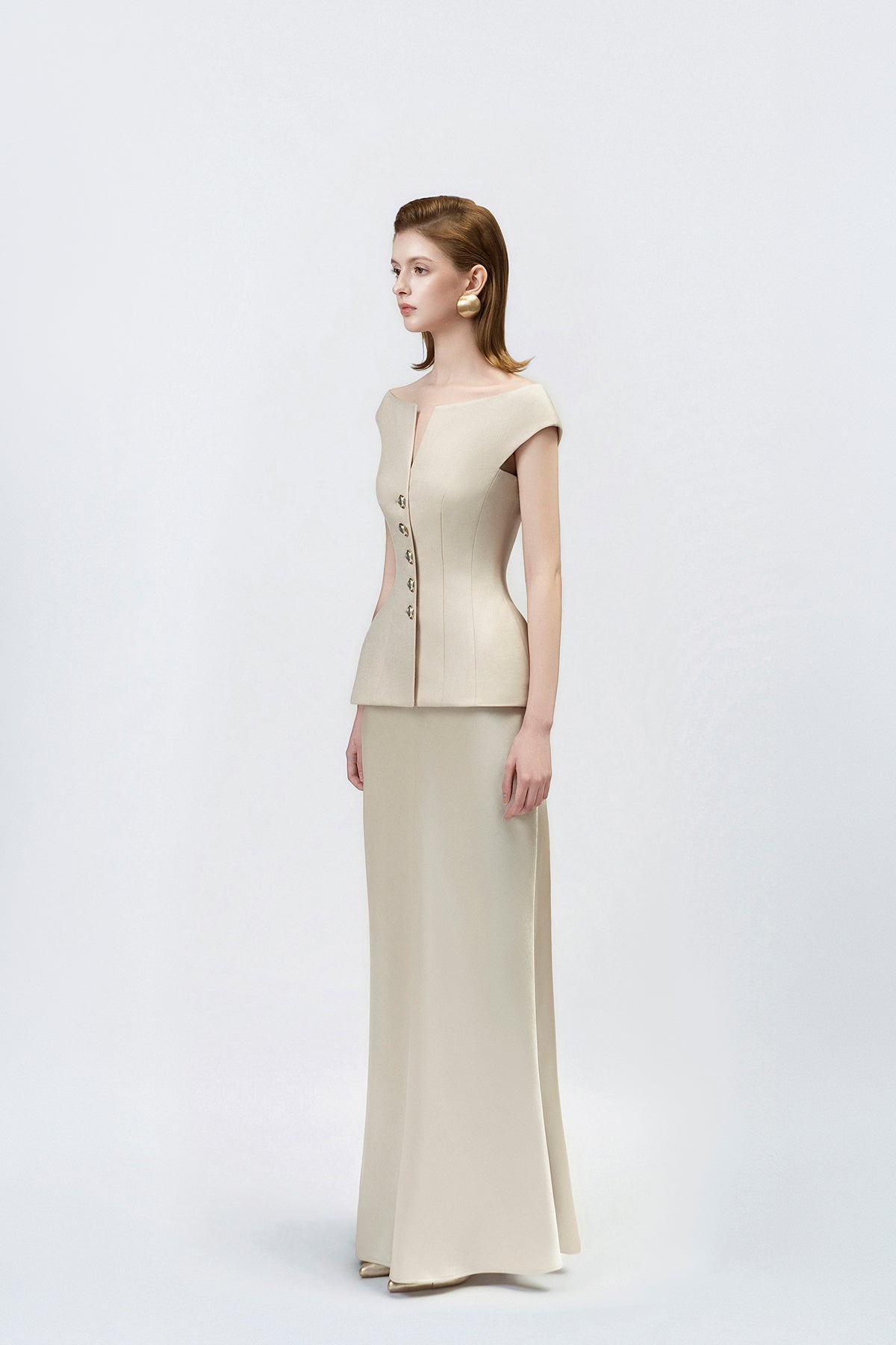 Lumina Beige Peplum Top