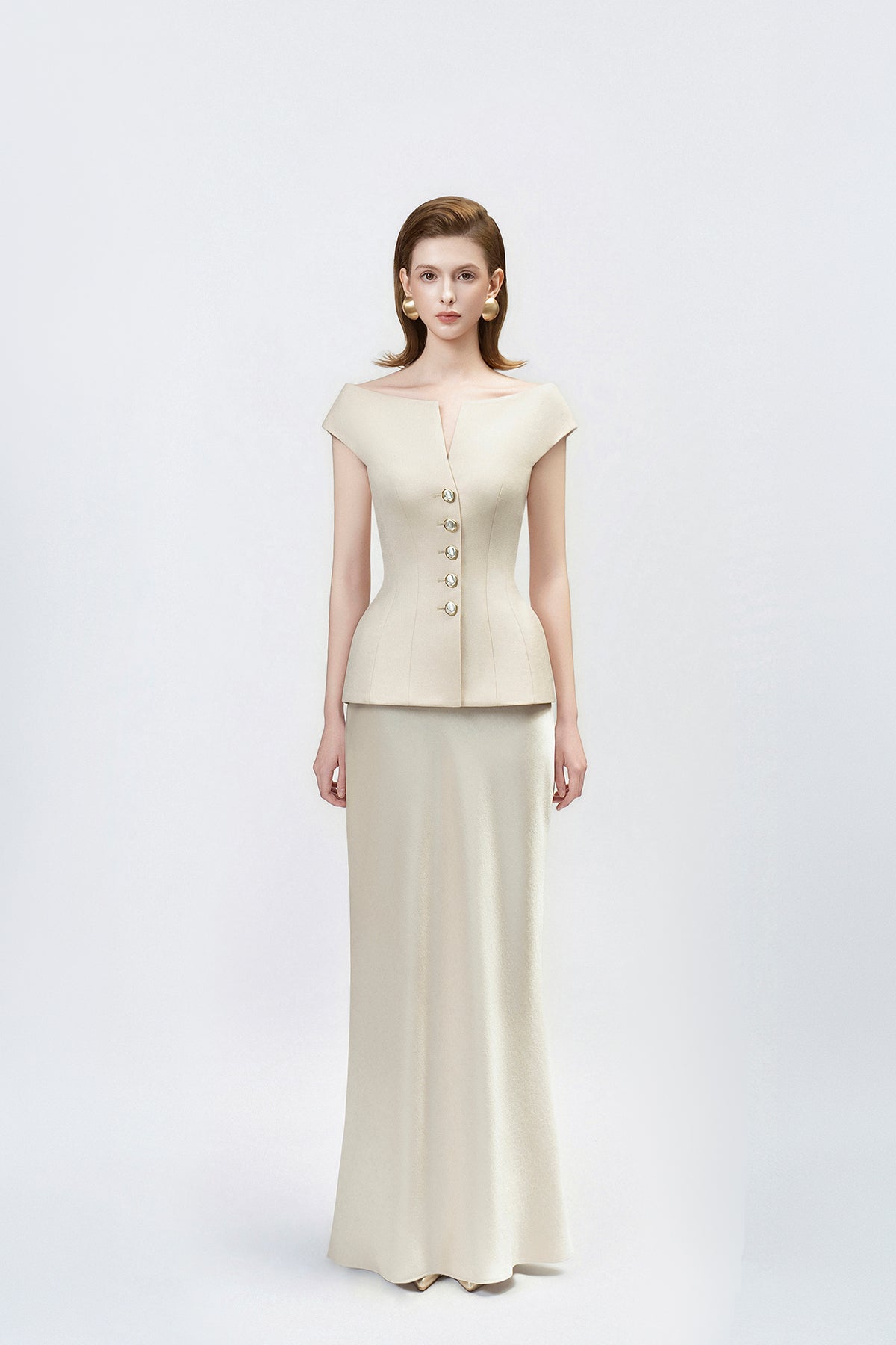 Lumina Beige Peplum Top