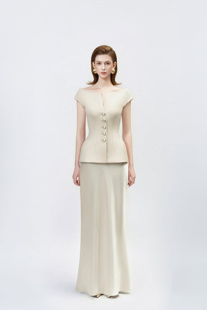 Lumina Beige Peplum Top