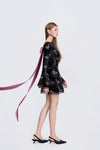 Moulin Dress - Side View Black Silk Dress by DeTHEIA
