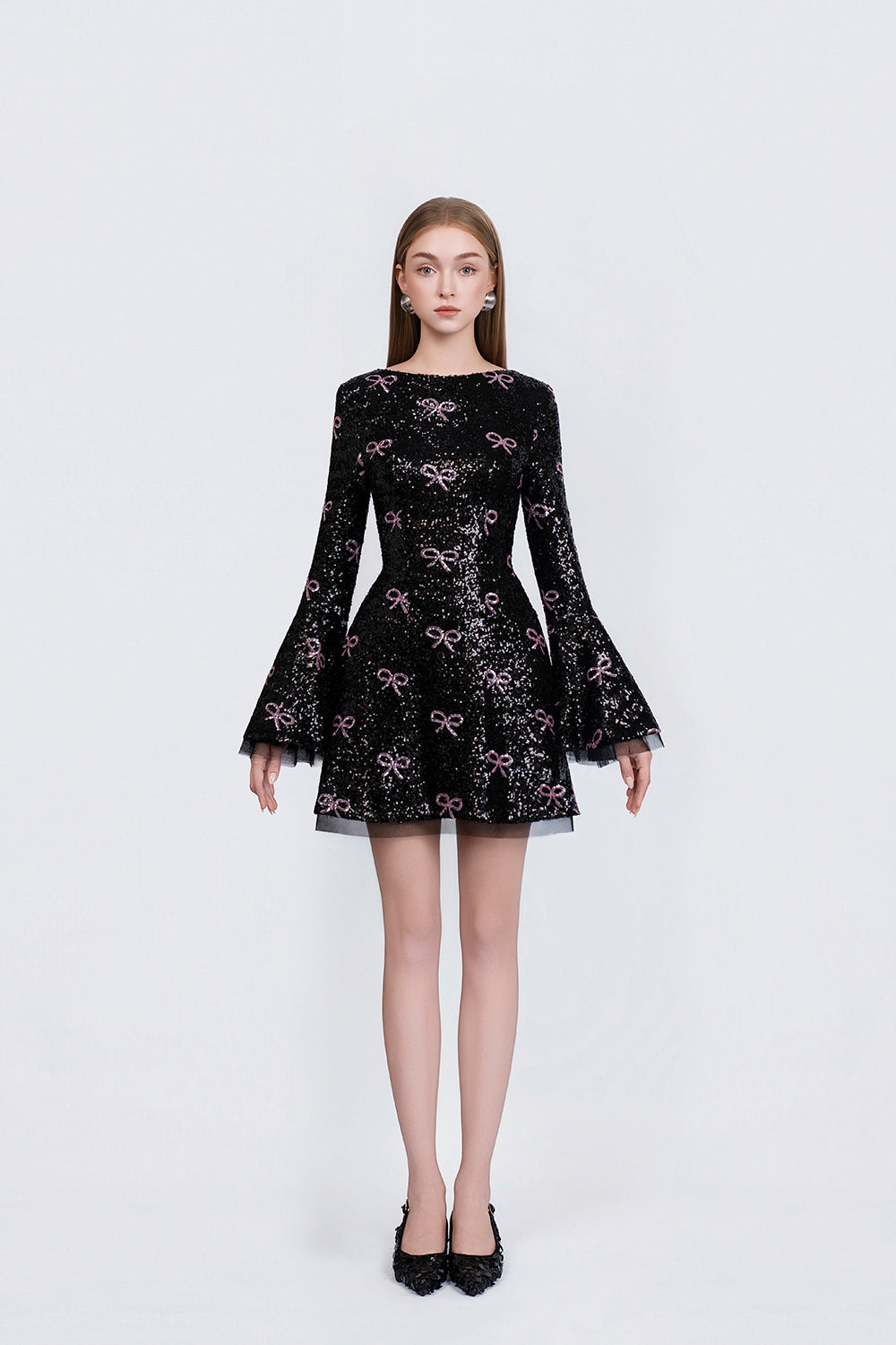 Moulin Dress - Front View Black Silk Dress by DeTHEIA