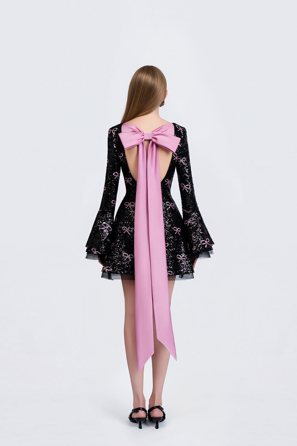 Moulin Dress - Back View Black Silk Dress by DeTHEIA