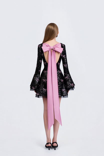 Moulin Dress - Back View Black Silk Dress by DeTHEIA