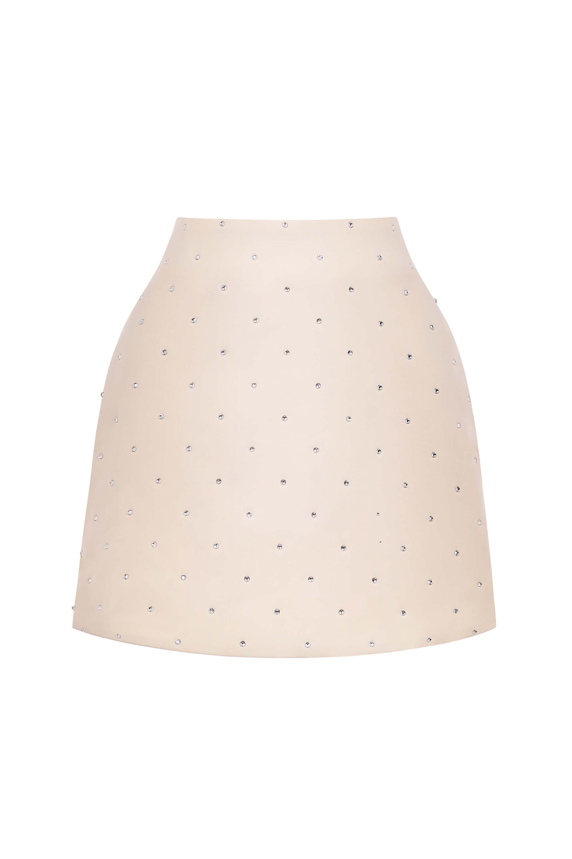 Beige skirt with small black polka dots on a white background