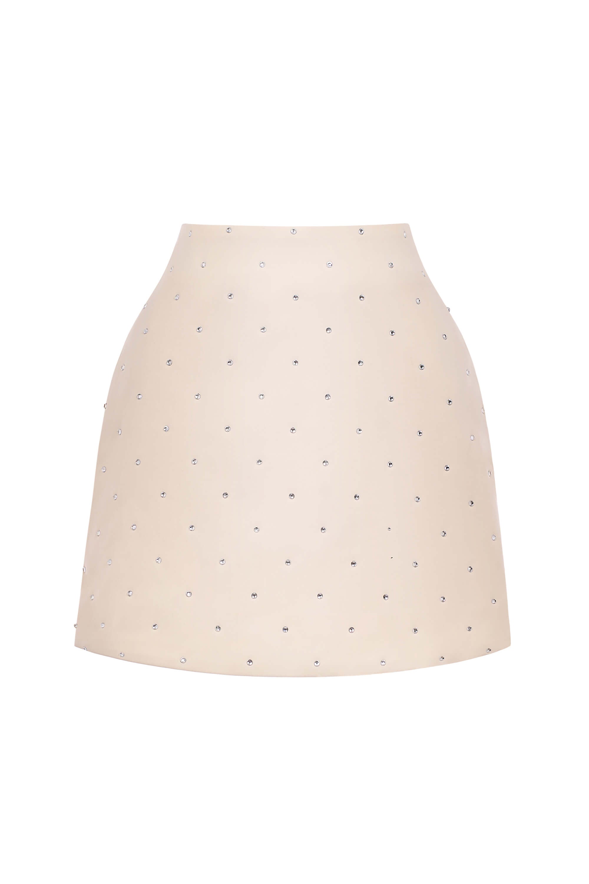 Beige skirt with small black polka dots on a white background