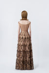 nude embellished maxi dress with back zip, DeTHEIA