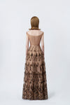 nude embellished maxi dress with back zip, DeTHEIA