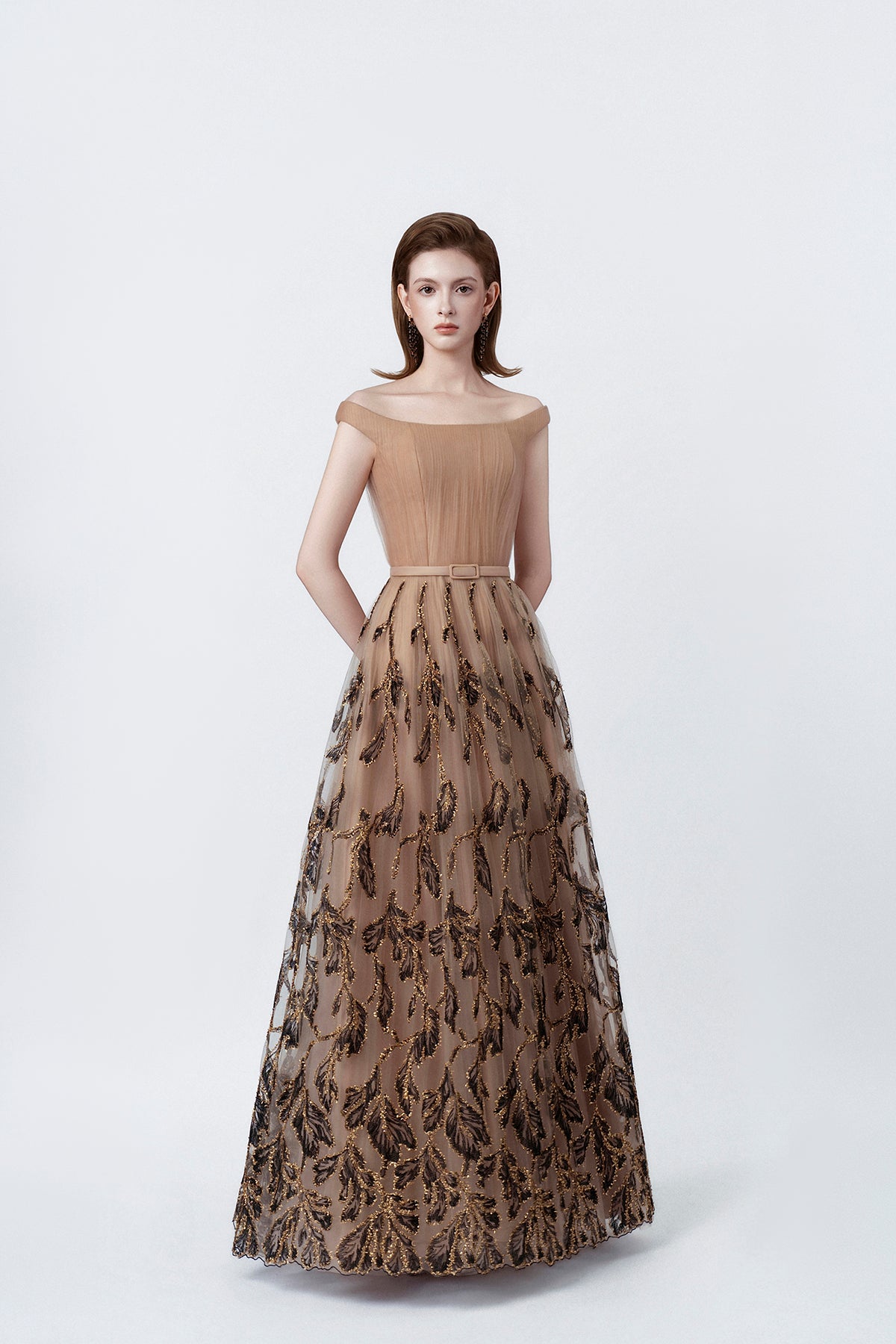 nude embellished maxi dress, DeTHEIA De Nona Cometa