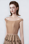 tiered nude maxi dress, DeTHEIA De Nona Cometa