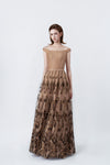 nude embellished maxi dress, DeTHEIA De Nona Cometa