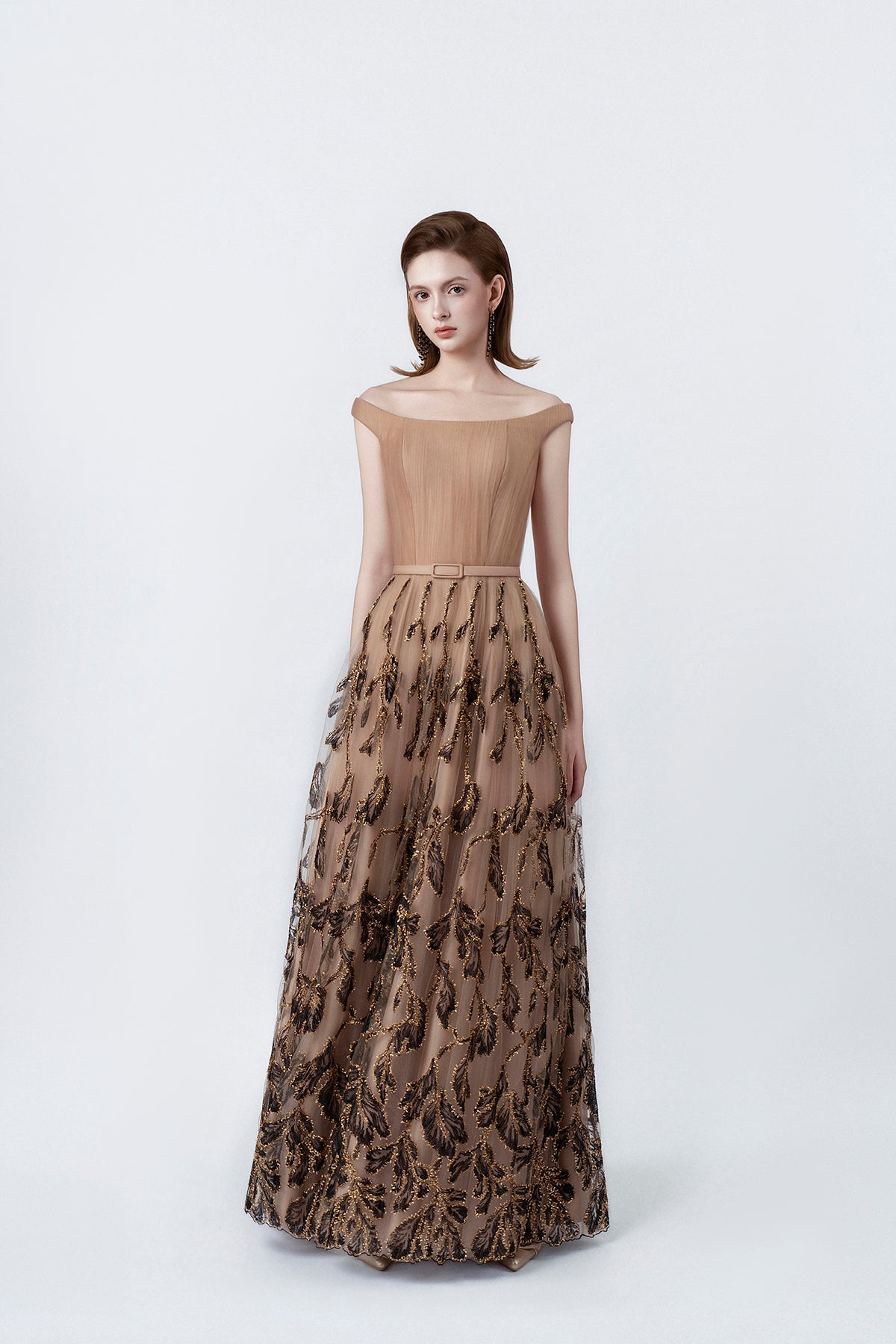 nude embellished maxi dress, DeTHEIA De Nona Cometa