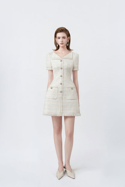 white sailor-collar mini dress, DeTHEIA De Nona Cometa