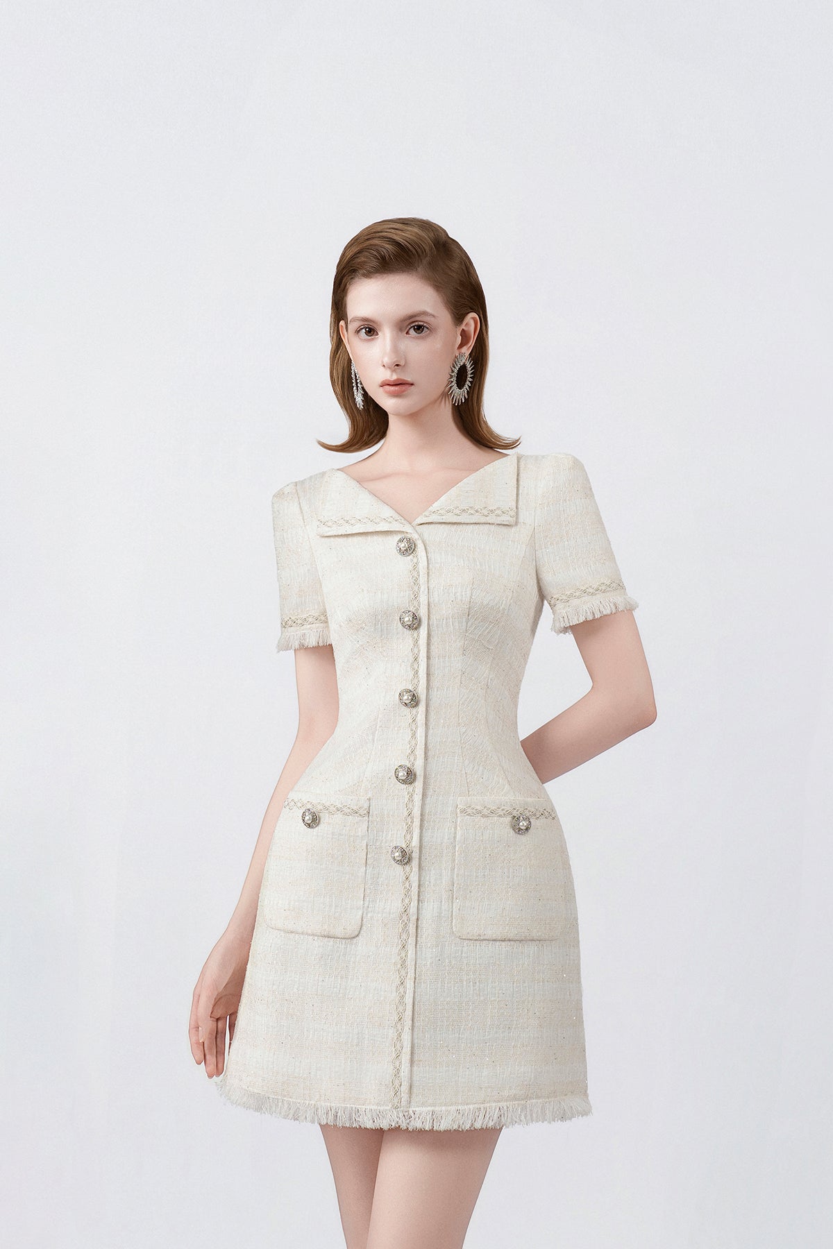 sailor collar and button trim on white, DeTHEIA