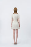 white A-line mini dress with back zip, DeTHEIA De Nona Cometa