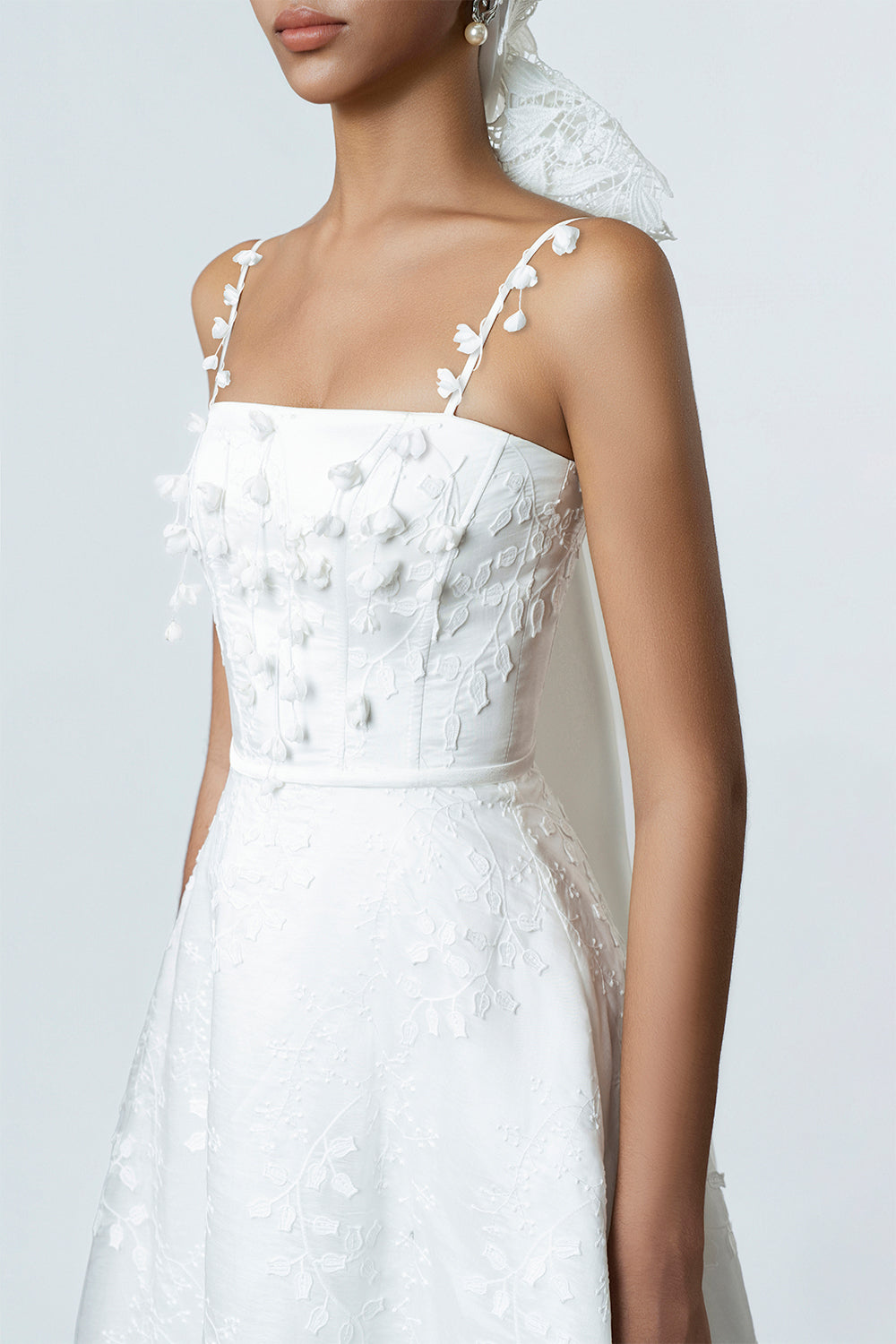 white aline midi dress Square Neck Button Up Denim A line Midi Dress - White