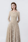 off-the-shoulder neckline and lace on beige, DeTHEIA