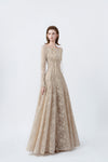 beige off-the-shoulder maxi dress, DeTHEIA De Nona Cometa