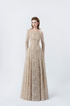 beige off-the-shoulder maxi dress, DeTHEIA De Nona Cometa