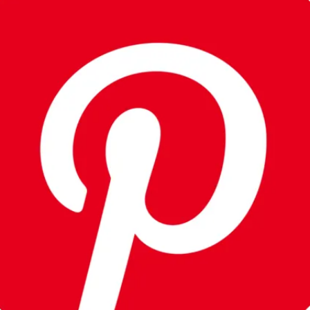 Pinterest logo with a red circle and white 'p' on a white background