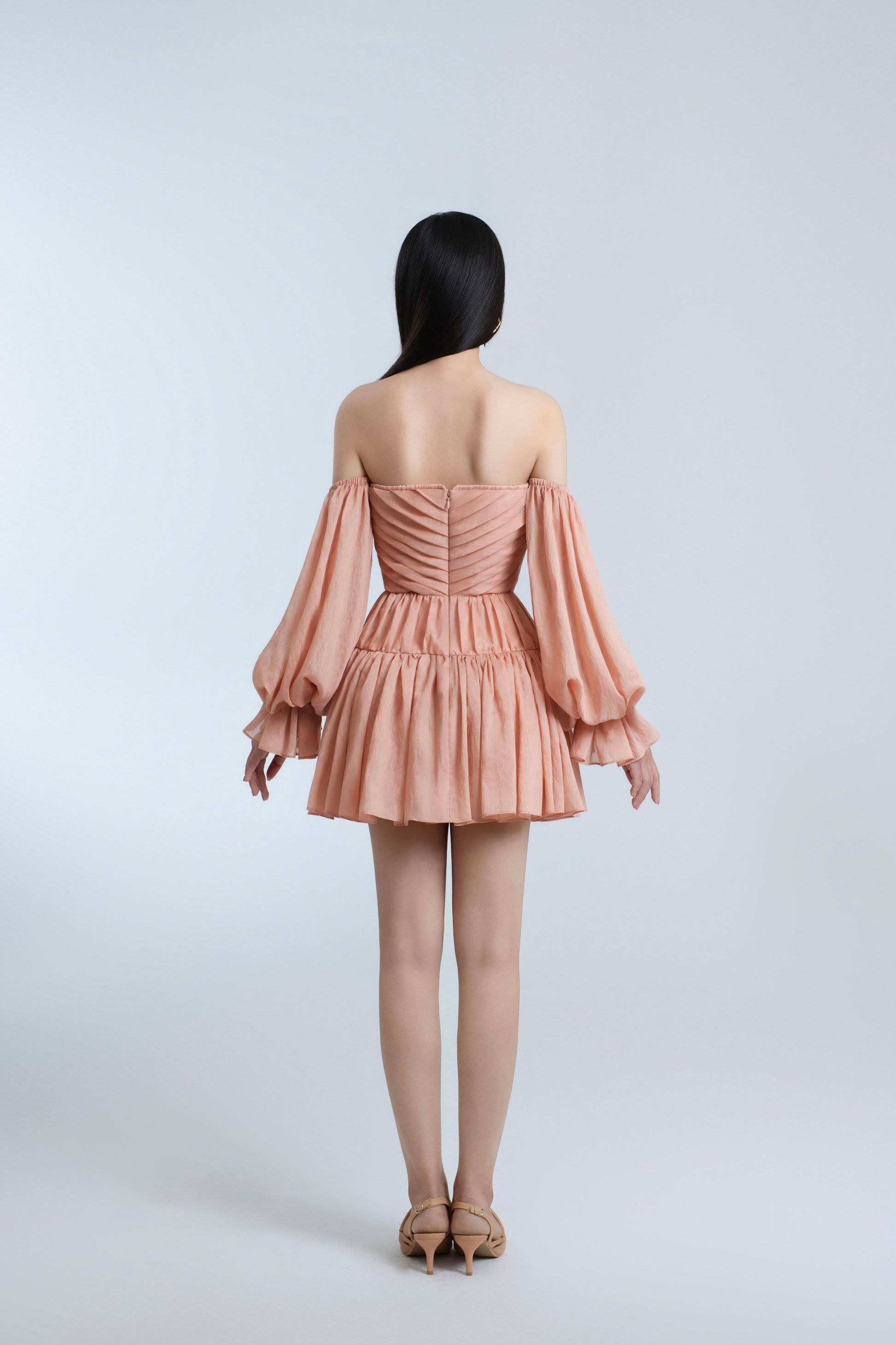 Women's Ari Drop Waist Off-Shoulder Polyester Blend Mini Dress S/M/L/XL/Customize Pastel Purple/Coral MEAN BLVD Coral / XL Women's Ari Drop Waist Off-Shoulder Polyester Blend Mini Dress S/M/L/XL/Customize Pastel Purple/Coral MEAN BLVD Coral / XL