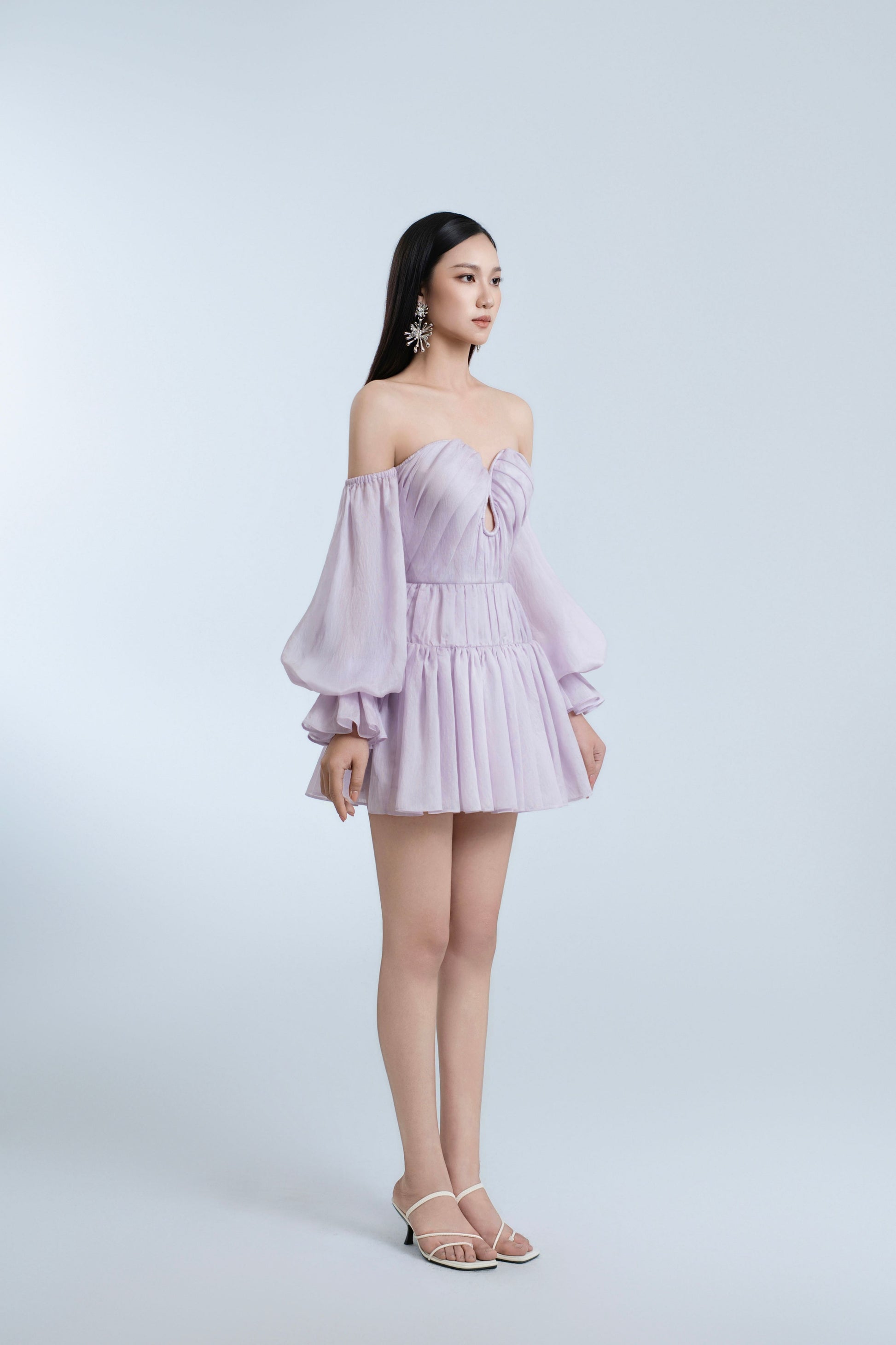 purple a line mini dress Purple Halter Mini Dress Women's Cocktail Short Slim Fit Ruched Bandeau Front Button Flared Hem High Waist Soft Stretchy Elegant Party Home,L