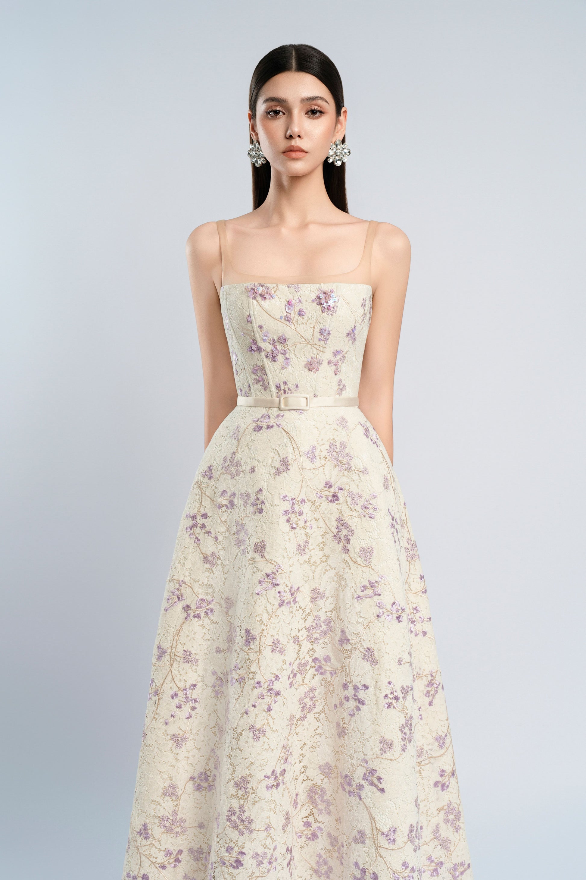 Ivy Beige A-Line Midi Dress