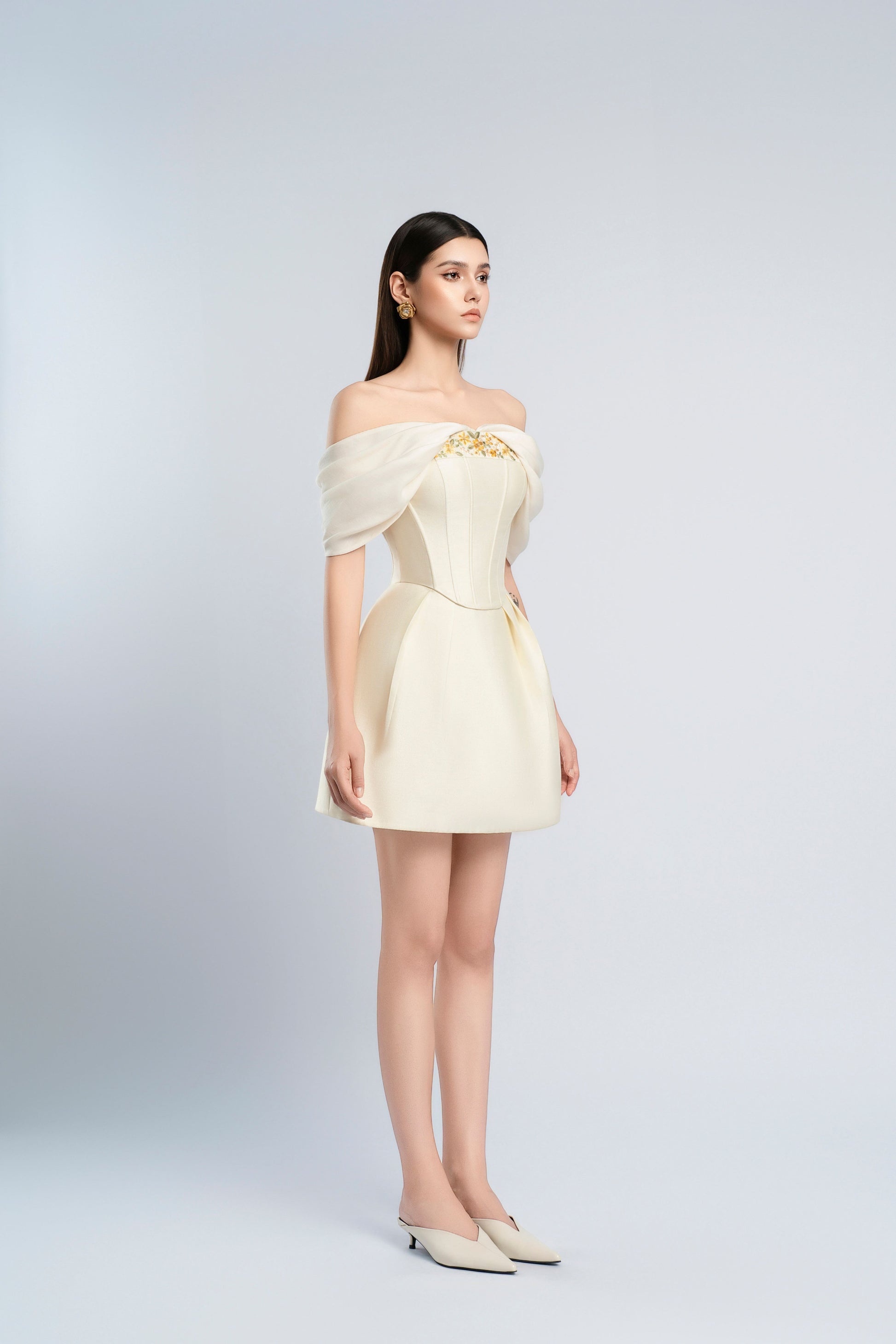 beige brand dress Petal and Pup Women's Cammie Long Sleeve Midi Dress